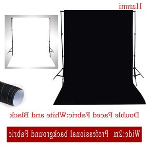 Freeshipping ny dubbel ansikte tyg vit, svart bredd 2 m foto belysning studio bomull kromakey skärm muslin bakgrund trasa backdro vevf