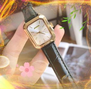 有名な古典的な小さな正方形のダイヤルウォッチ本革ストラップ時計の女性クォーツムーブメントレディース3つのステッチローズゴールドすべての犯罪時計