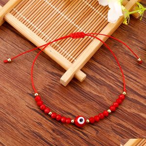 Chain Evil Nazar Eye Bracelet Handmade Rope Stainless Steel Bead Crystal Bracelets For Women Valentines Day Gift Emo Jewelry Dr Dh