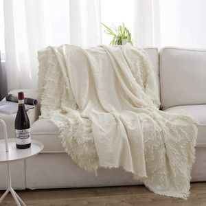 Simple Opulence 100% Cotton Winter Warm Throw Blanket Sofa Knit Woven Boho with Tassels Lightweight Soft Blankets for beds W0408