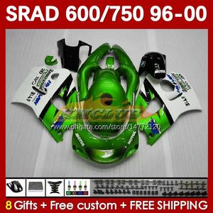 Kroppssats för Suzuki Srad GSXR 750 600 CC GSXR600 GSXR750 1996-2000 168NO.83 GSX-R750 GSXR-600 1996 1997 1998 1999 2000 600cc 750cc 96 97 98 99 00 Moto Fairing Green Stock