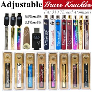 BK Pirinç Knuckles Pil 900mAh Vape Ön Isıtma Ön ısıtma Değişken Voltaj Pili 510 Kalın Yağ Kartuşu Tankı 9 Renk E CIGS PEN