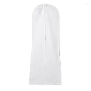 Storage Bags Long Wedding Dress Bag Cover Evening Dust Bridal Garment Nonwoven White Durable