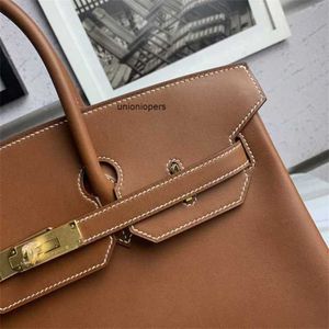 Designers Handbags Women Bags HigEnd Saddle Leather Bag 35 Gold Button Pure Manual Handbag Large Capacity