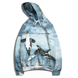 Herrhuvtröjor Sweatshirts Shark Fish Dolphin 3D Printing Men's Hoodies Hooded Sweatshirt Autumn Unisex Casual Tracksuits Pullover Plus Size S-6xll23116