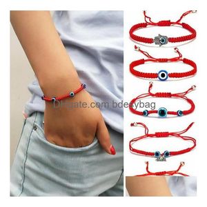 Charm-Armbänder, Glücksarmband, handgewebt, Kabh, roter Schnurfaden, Hamsa-Armbänder, blau, türkischer böser Blick, Charm-Schmuck, Freundschaft, Drop de Dhrjn