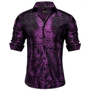 Camisas casuais masculinas Luxurno Paisley Solid para homens Blusa de festa de casamento de camisa de tamanho normal