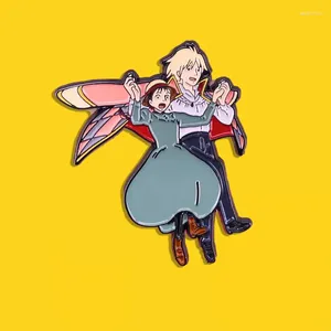 Brooches High Quality Cartoon Howls Moving Castle Enamel Pin Couple Brooch Anime Badge Men And Women Backpack Cute Accessories