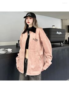 Kurtki damskie 2024 Retro Pink Kurtka odzież wierzchnia wierzchnia wiatrówka Koreańska moda streetwear Y2K American Style zimowy płaszcz żeński