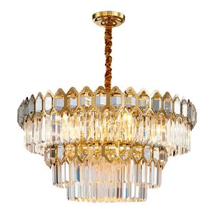 Golden Crystal Chandelier Modern Luxury Circular Dining Room Living Room Ceiling Pendant Lights Home Lighting Golden Led Lamps