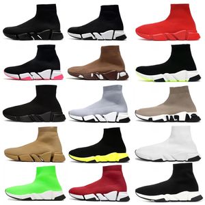 Designer Sneakers Casual Schoenen Vrouw Laarzen Mode Luxe Sokken Schoen Triple Zwart Wit Alle Rood Bruin Dames Heren Speed 2.0 Trainers Doorzichtige zool Loafers