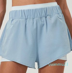 Pantaloncini sportivi larghi Pantaloni da yoga a vita alta da donna Fiess Short con tasca invisibile Running Allenamento casual Intimo Palestra