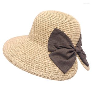 Wide Brim Hats Foldable Big Floppy Girls Straw Hat Sun With Bowknot Elegant Protection Shading Fashion Beach Caps For Women 2023
