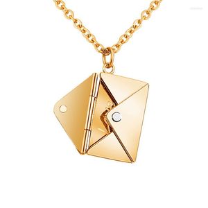 Chains Stainless Steel Love Letter Engraved Necklace Envelope Locket Pendant Women Creative Design Choker Jewelry