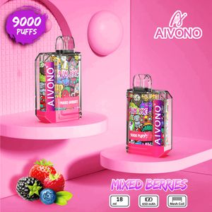 Original AIVONO 9000 puffs UE EUA armazém Descartável Vape Poco Cigarro Eletrônico Caneta Vape Recarregável Fluxo de Ar Ajustável 19ML 10 Flaovrs Dispositivo