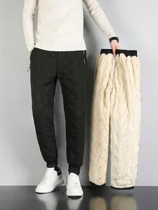 Мужские брюки, мужские утепленные зимние теплые спортивные штаны из овечьей шерсти, для отдыха на открытом воздухе, ветрозащитные для бега, модные брендовые брюки высокого качества