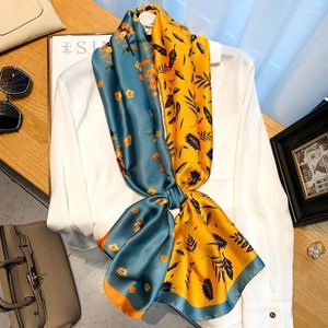 Lenços mulheres lenço de seda impressão feminina fêmea feminina de pescoço de pescoço gravata moda lady saco fibbons muçulmano hijab praia estobas acessórios 40 160 escarves kimd