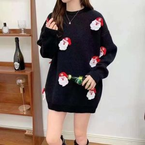 Jultröja2023 New American Sweet Heavy Craft Autumn and Winter Thicked Lazy Style Loose Pullover Women's Sweater