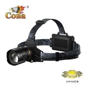 Flashlights Torches COBA Powerful XHP360 36-core Headlamp Flashlight 18650 Rechargeable ZOOM Head Flashlights High Power Head Lamp Fishing Headlight 231108