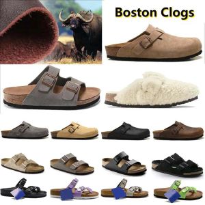 Boston Clogs Chinelos Sandálias Designer Homens Mulheres Cortiça Plana Arizona Mayari Chinelo Camurça Cobra Couro Slide Birk Clog Flip Flops Fivela Strap Algodão Plataforma Slide