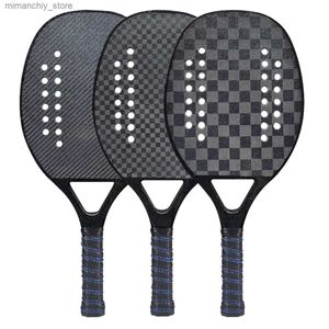 Tennis Rackets Professional Full Carbon 18K 12K 3K Beach Tennis Racket Solid Black Rough Surface Soft EVA Racquet Padd Set with Bag Q231109