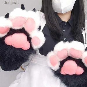 Five Fingers Gloves Furry Paw Gloves Cosplays Wolf Bear Animal Paw Plush Mittens for Women Girls Drop ShippingL231108