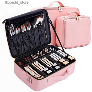 Kosmetiska väskor kvinnor professionell resväska makeup box smink kosmetisk väska arrangör lagring fall blixtlås stor stor toalettart tvätt skönhet påse q231108