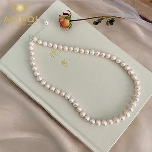 Pendant Necklaces ASHIQI Natural Freshwater Pearl Necklace 925 Sterling Silver Jewelry for Women Gift 231108