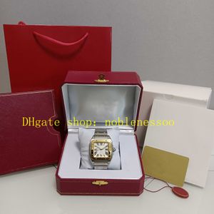 2 Style Real Photo with Box Watch for Mens 100 XL Silver Dial 18k Yellow Gold Steel Armband W200737G W200728G Sport Automatiska män unisex mekaniska klockor