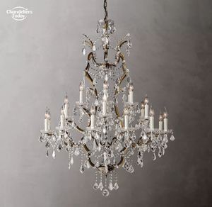 19: e C. Rococo Iron Crystal Chandeliers Modern Candle White Brass Pendant Lights Fixture For Living Room Sovrum Matsal Hängande belysning