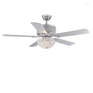 Crystal 52 Inch Ceiling Fans With Light Luxury Chandeliers Lamp Remote Control Home Decor Led Hanging Lamps