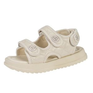 Barn platt sandaler 2023 sommar barn mode mjuk sport sandal svart vit 2 färger baby flickor läder skor småbarn studenter