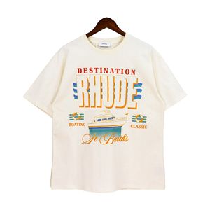 Rhude Erkek Tee Tasarımcısı Plus Size T Shirt Unisex T-Shirt Heavy Weight Big T-shirt Vintage Hip Hop Büyük Boy Tee Kadın Erkek Kısa Kollu Sokak Modası Üst Giyim