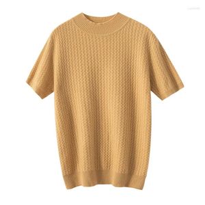 Coletes masculinos 2023 outono/inverno cashmere roupas em torno do pescoço sólido manga curta solta camisola respirável