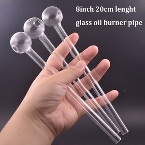 20cm Length Clear Glass Oil Burner Pipes Thickness Pyrex 8 Inch Thick Transparent Great Smoking Pipe for Smokers Gift Wholesale Cheapest Glass Pipe