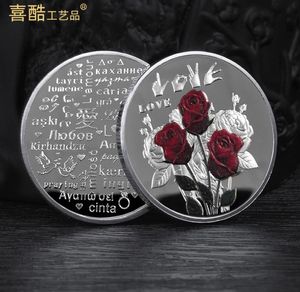 Konst och hantverk älskar Rose Commemorative Coin Qixi Valentine's Day Love Confession Commemorative Medal