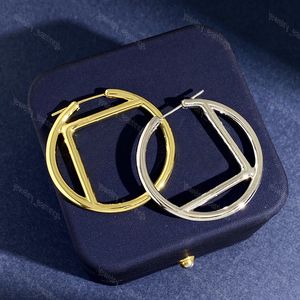 Brincos de argola de ouro e arco de aro de garanhão brinco de garanhão para mulheres masculinas jóias moda grande círculo de bate de 4cm letras de aros com caixa