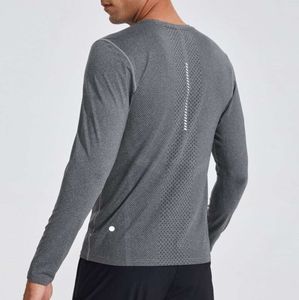 Erkekler Lu Yoga Kıyafet Spor Uzun Kollu T-Shirt Mens Spor Stil Gömlek Eğitim Fitness Giysileri Elastik Hızlı Kuru Spor Giyeri Top Plus Boyut Boyut 5xl Leisure Atmosptryry