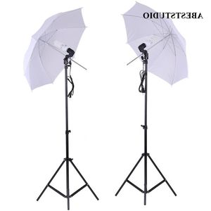 Freeshipping Abeststudio Şemsiye Fotoğraf Stüdyosu Kiti 2 PCS Beyaz Şemsiye 2 PCS 2M Işık Stand 2 PCS Lamba Tutucuları 2 PC SAMPLAR (45W/ BXGG