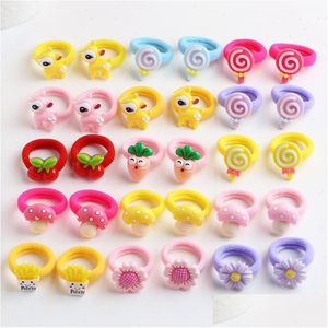 Acessórios de cabelo 10/40 pçs / lote acessórios de cabelo de bebê bonito dos desenhos animados menina cordas elásticas laços meninas rabo de cavalo titular headband drop entrega dhkcv