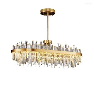 Chandeliers Dimmable LED Gold Chrome Crystal Hanging Lamps Ceiling Chandelier Lighting Lustre Suspension Luminaire Lampen For Dinning Room