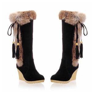 Boots Wedge Boots Women's Shoes Platform Plush Winter Footwear Booties Ladies Sexy Thigh High Heels High Sexy Fur Long Boots Shoes 231108