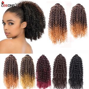 Rabas de cavalo leeons 9 13 polegadas Curly Ponytail sintético Afro Afro Kinky Curly Curly Custring Ponytail Clipe Extensão de cabelo Cabelo Chignon Hairpiece 230407