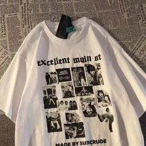 Erkek Tişörtler Amerikan Eski Resim Retro Figür Baskı Kısa Kollu Tshirt Erkekler Ins Yazı Gevşek Gevşek Yuvarlak Boyun Giysileri Y2K Üst Erkekler Giyim 230408