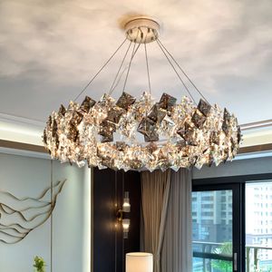 Modern Luxury Crystal Chandelier Nordic Villa Living Room Bedroom Dining Room Lighting Home Decoration High-end Gloss Led Lamps