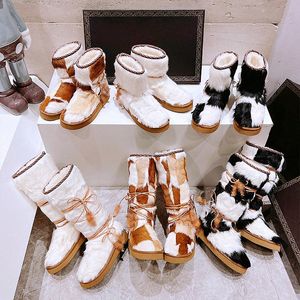 2023 Winter Kniehohe Stiefel Frauen Pelzstiefel Marke Designer Klassische Luxus Flauschiges Fell Lange Stiefel Weibliche Dickes Fell rutschfeste Baumwollstiefel l2JI #