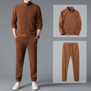 Мужские спортивные костюмы Minglu Polar Fleece Sprot Casual Men's Wear Sweaterpants Осенняя зимняя застежка -молния мужская толстовка эластичная талия мужская брюки 4xl 230408