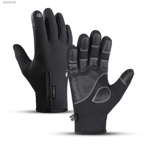 5本の指の手袋新しい冬の屋外ウォームグローブブラックタッチスクリーンアンチスリップ防水バッグサイクリングスキー登山オートバイグローブmenl231108