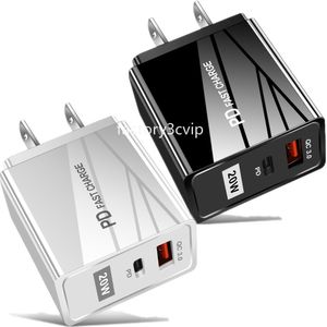 Snabbladdning 3.0 20W Typ C PD Wall Charger Portable Power Adapter EU US Plug för iPhone 11 13 12 14 15 Pro Max Samsung HTC F1 med låda