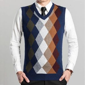 Męskie kamizelki wzór bez rękawów SWEATER Modna moda Argyle szyi kaszmir 2023 Kamizel kamizelki kamizelki mężczyzna